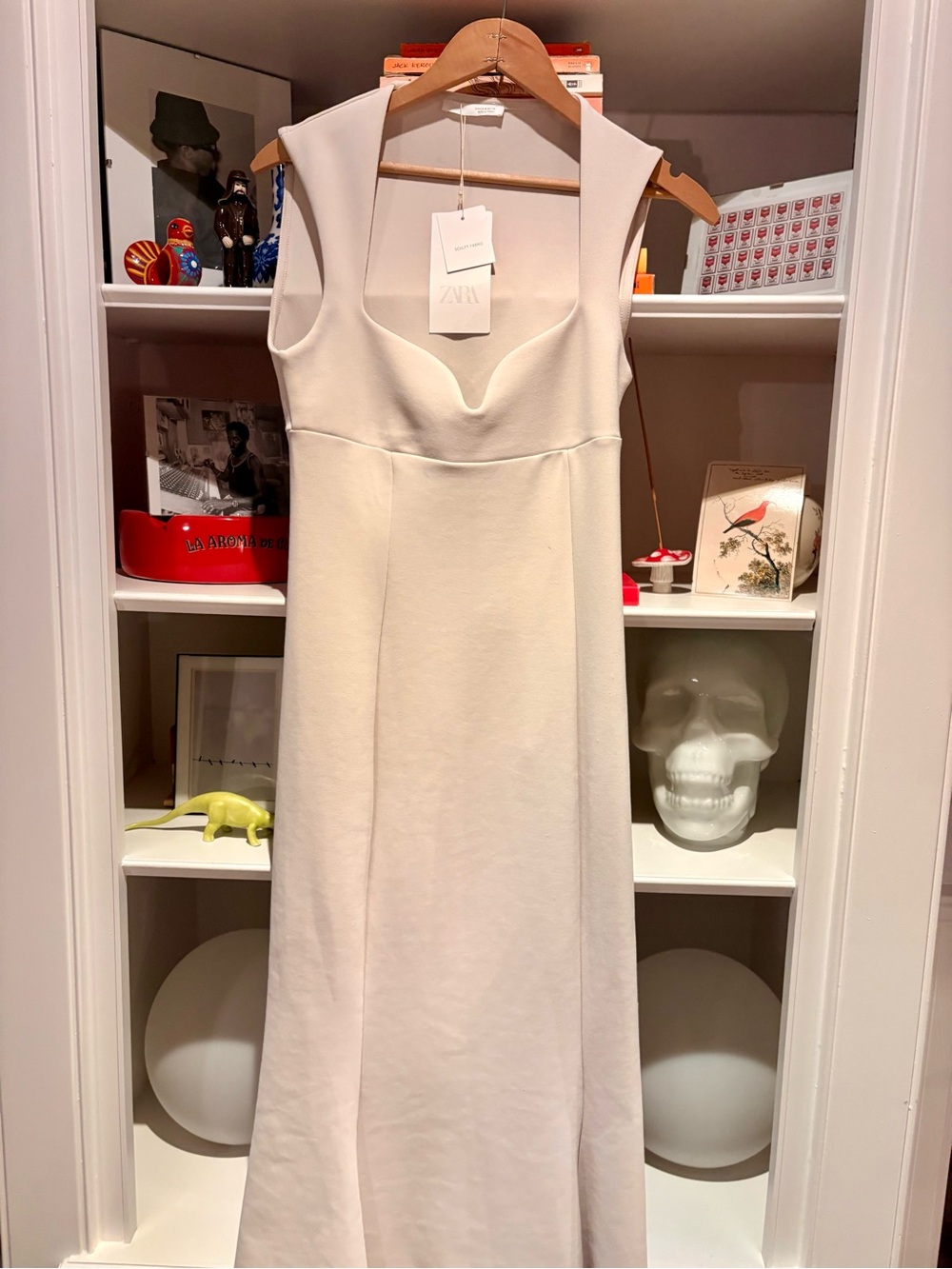 Zara Cream V-Neck Sleeveless Maxi Dress